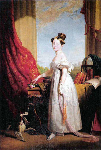 George Hayter Portrait of Princess Victoria of Kent with her spaniel Dash oil painting picture
